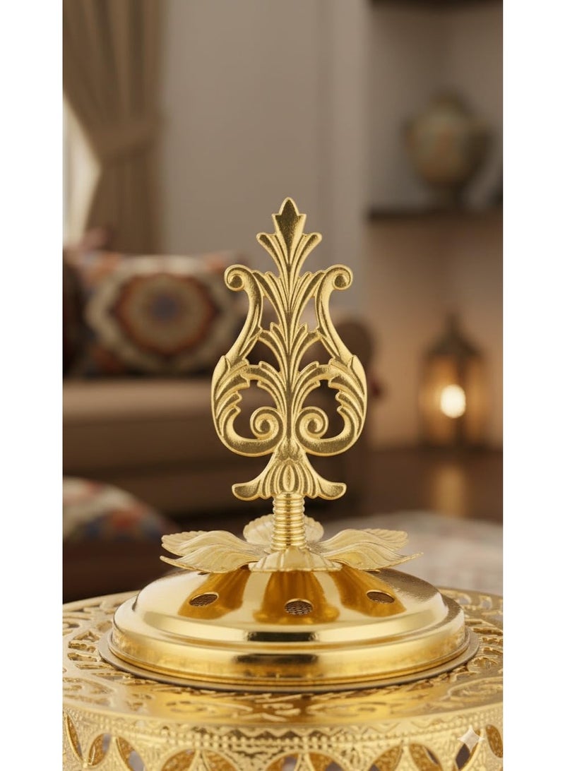 مبخرة بخور معدنية ذهبية ديكورية – حامل بخور أنيق لتزيين المنزل في رمضان والعيد - Image 3